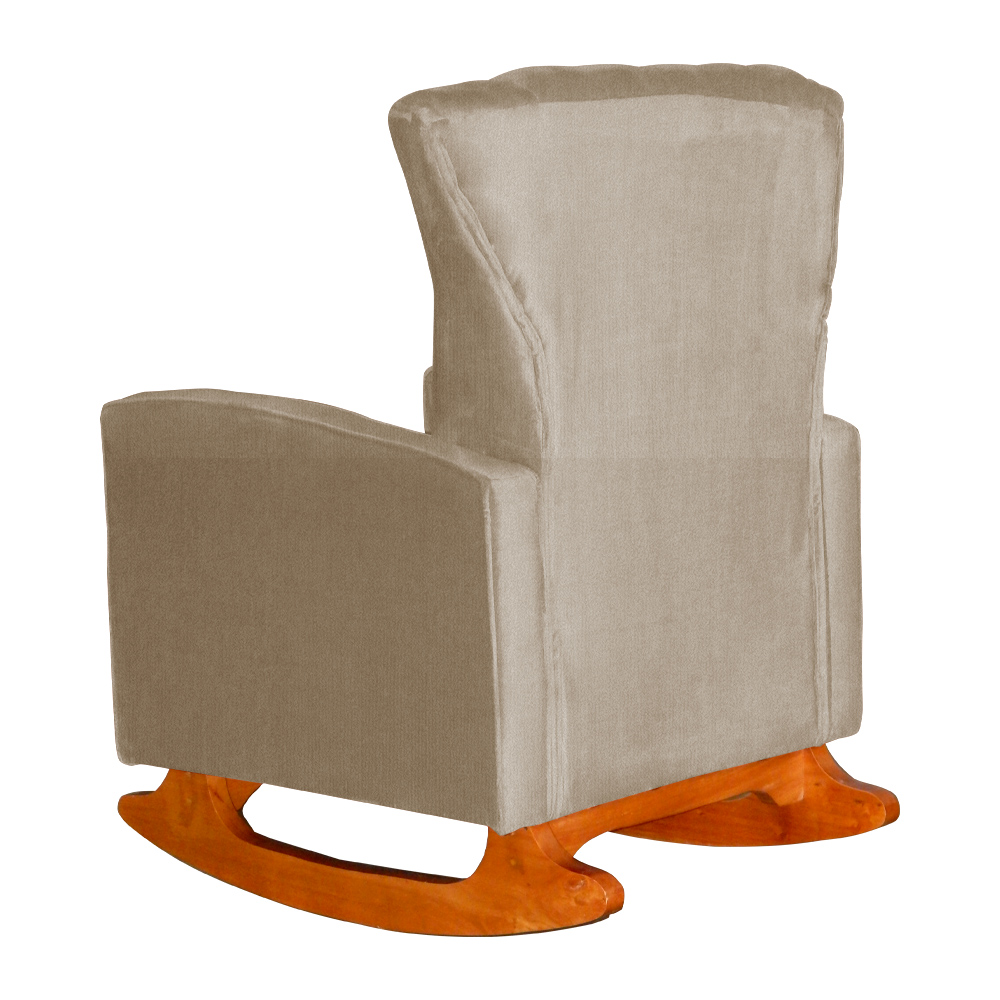 Poltrona Decorativa Melinda Pés Balanço Suede Capuccino