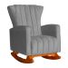 Poltrona Decorativa Melinda Pés Balanço Suede Cinza