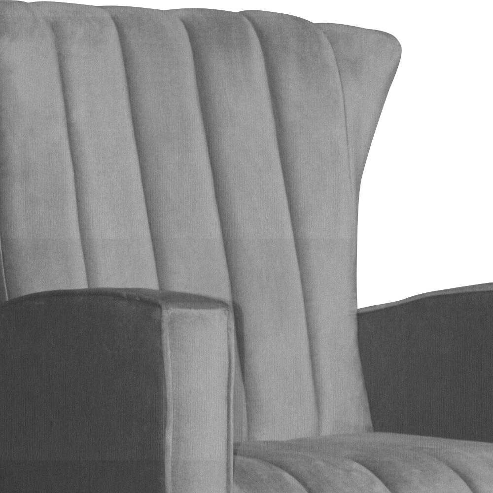 Poltrona Decorativa Melinda Pés Balanço Suede Cinza