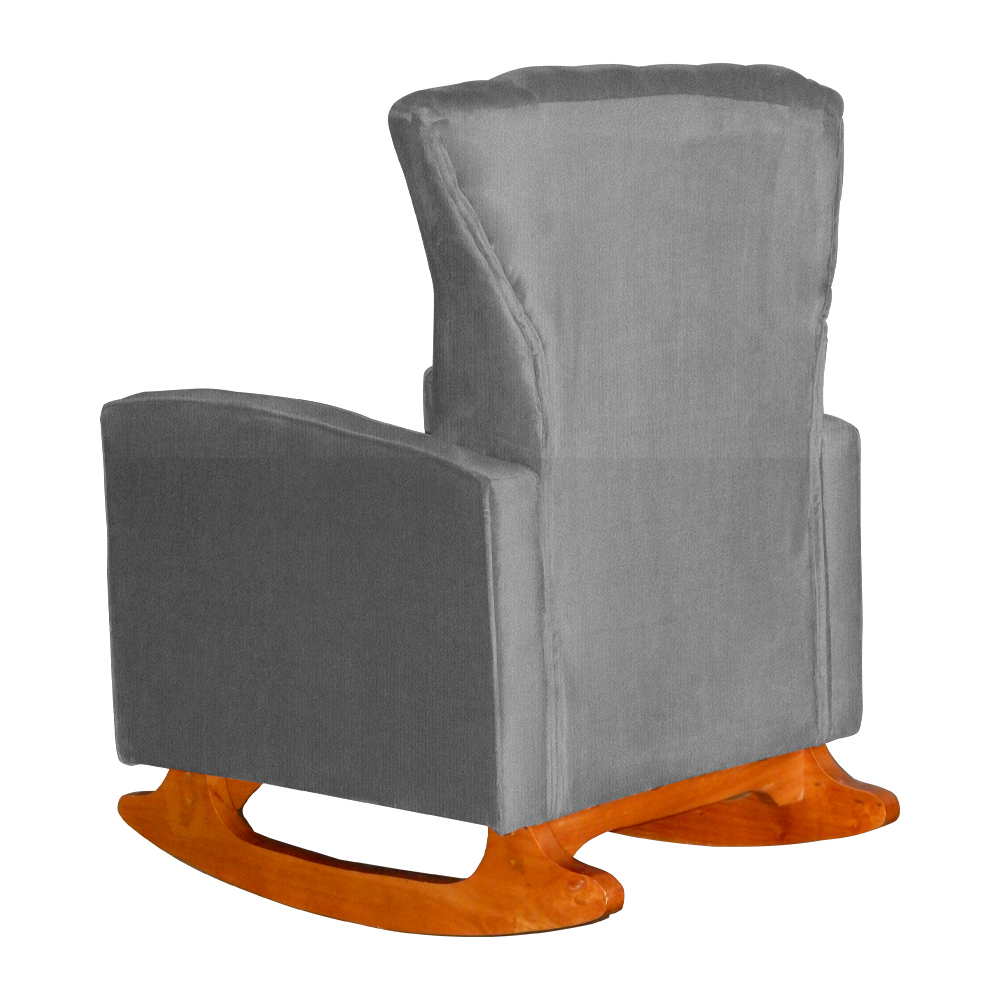 Poltrona Decorativa Melinda Pés Balanço Suede Cinza