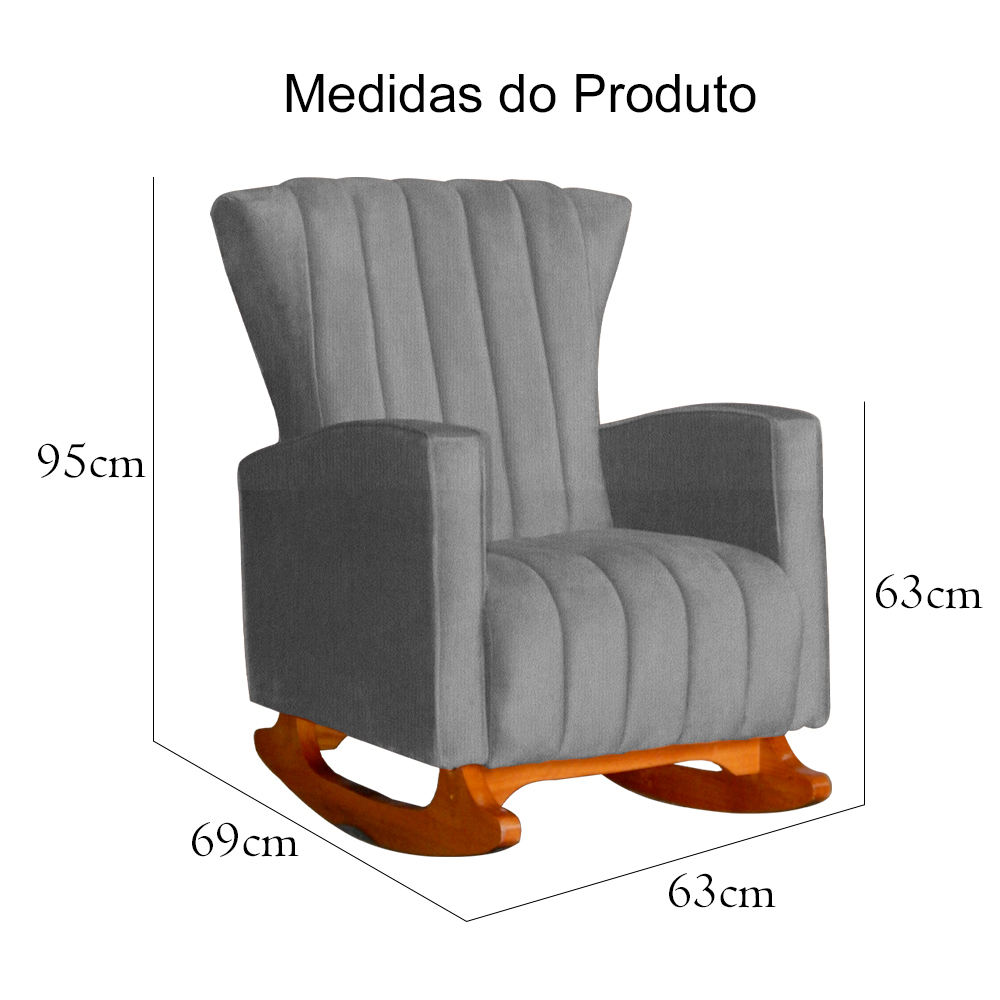 Poltrona Decorativa Melinda Pés Balanço Suede Cinza