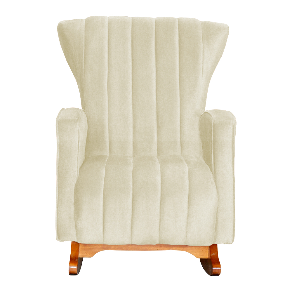 Poltrona Decorativa Melinda Pés Balanço Suede Marfim