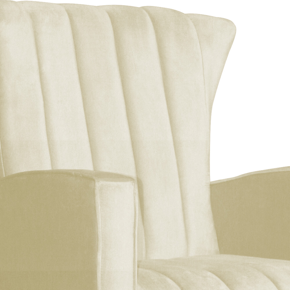 Poltrona Decorativa Melinda Pés Balanço Suede Marfim