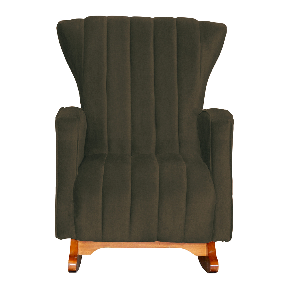 Poltrona Decorativa Melinda Pés Balanço Suede Marrom