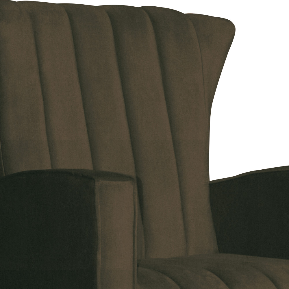 Poltrona Decorativa Melinda Pés Balanço Suede Marrom