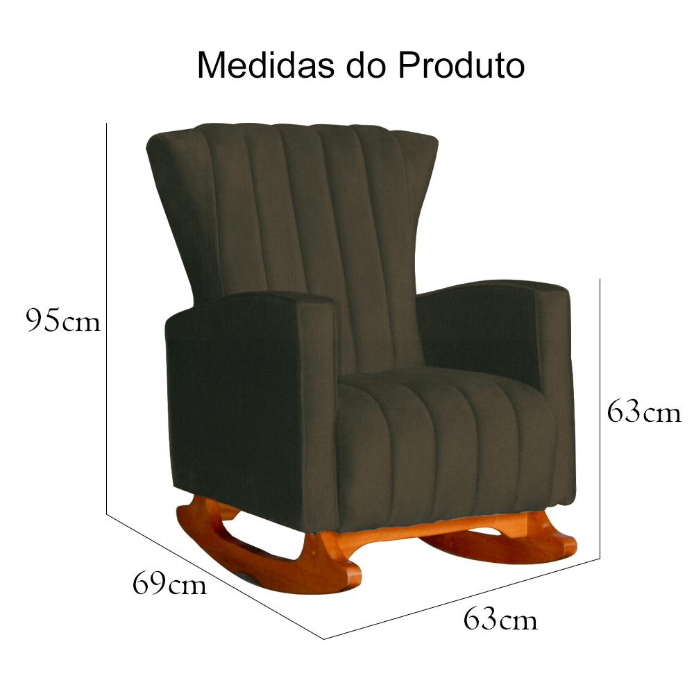Poltrona Decorativa Melinda Pés Balanço Suede Marrom