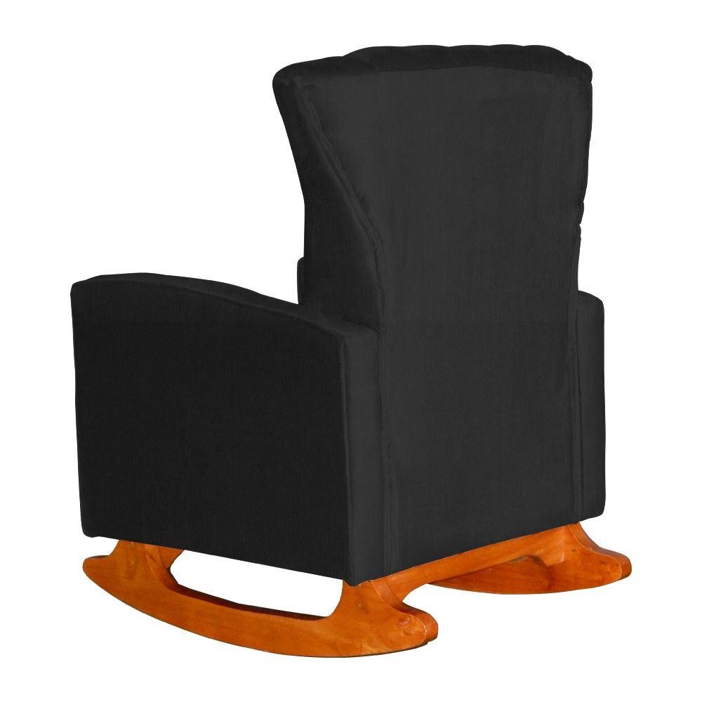 Poltrona Decorativa Melinda Pés Balanço Suede Preto