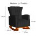 Poltrona Decorativa Melinda Pés Balanço Suede Preto
