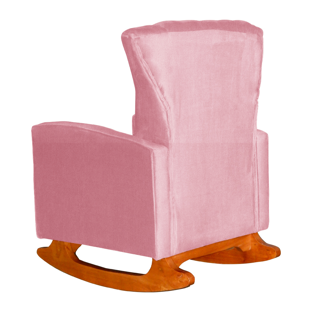 Poltrona Decorativa Melinda Pés Balanço Suede Rosa