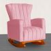 Poltrona Decorativa Melinda Pés Balanço Suede Rosa