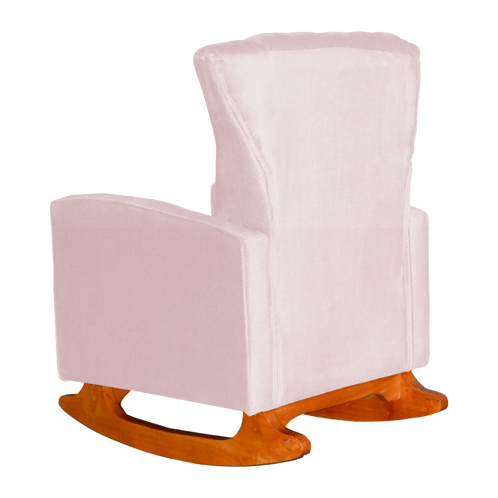 Poltrona Decorativa Melinda Pés Balanço Suede Rosa