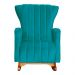 Poltrona Decorativa Melinda Pés Balanço Suede Turquesa