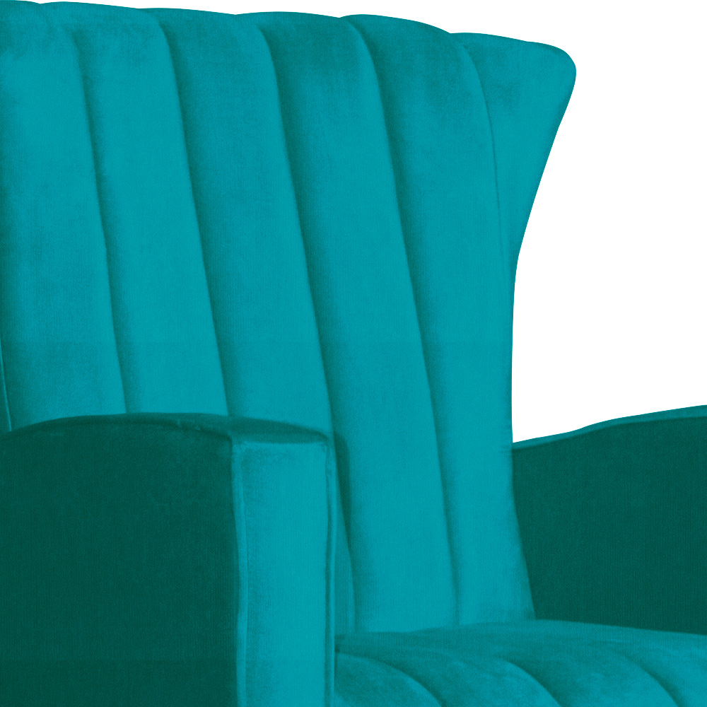 Poltrona Decorativa Melinda Pés Balanço Suede Turquesa