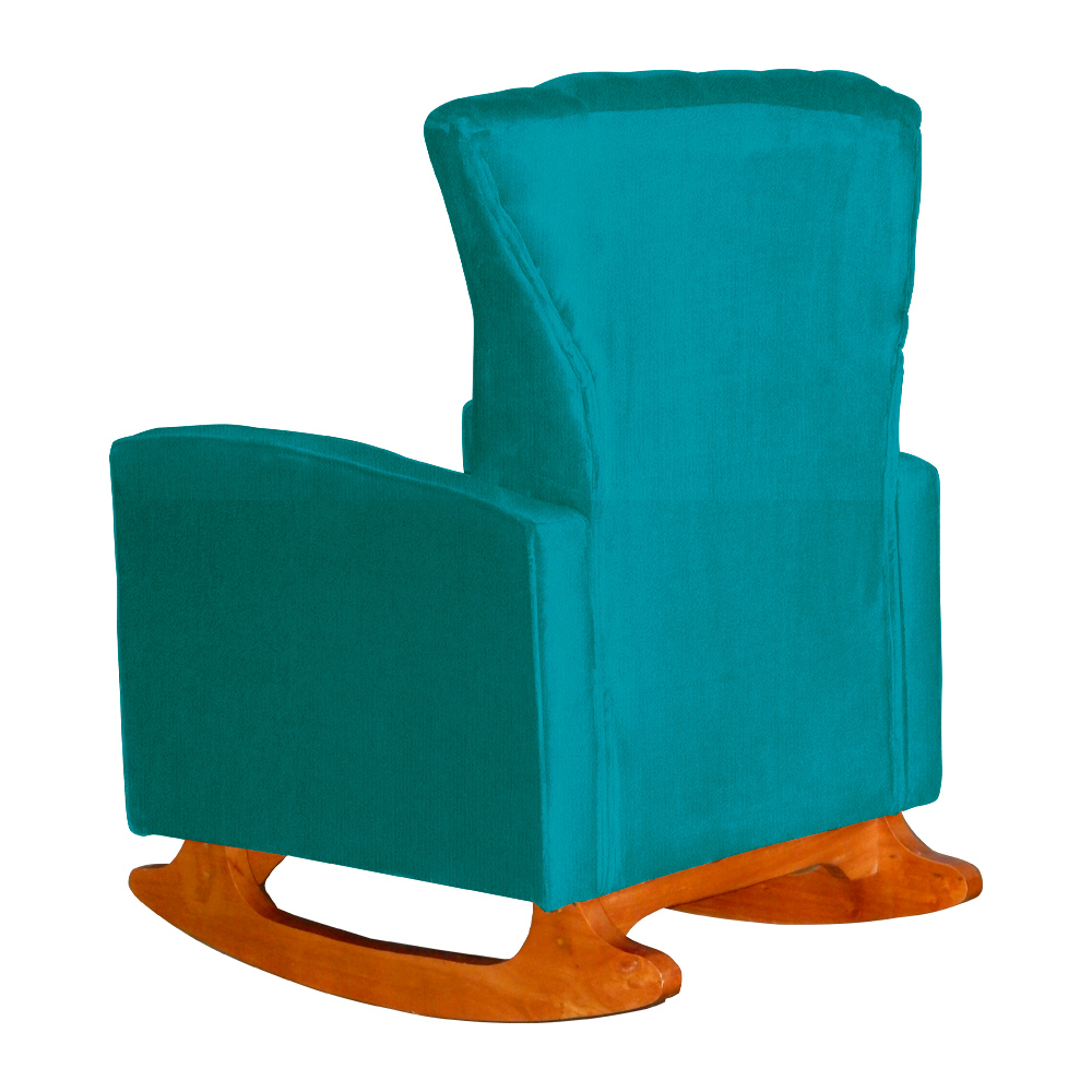 Poltrona Decorativa Melinda Pés Balanço Suede Turquesa