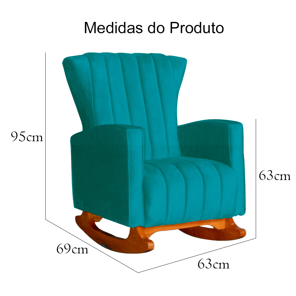 Poltrona Decorativa Melinda Pés Balanço Suede Turquesa