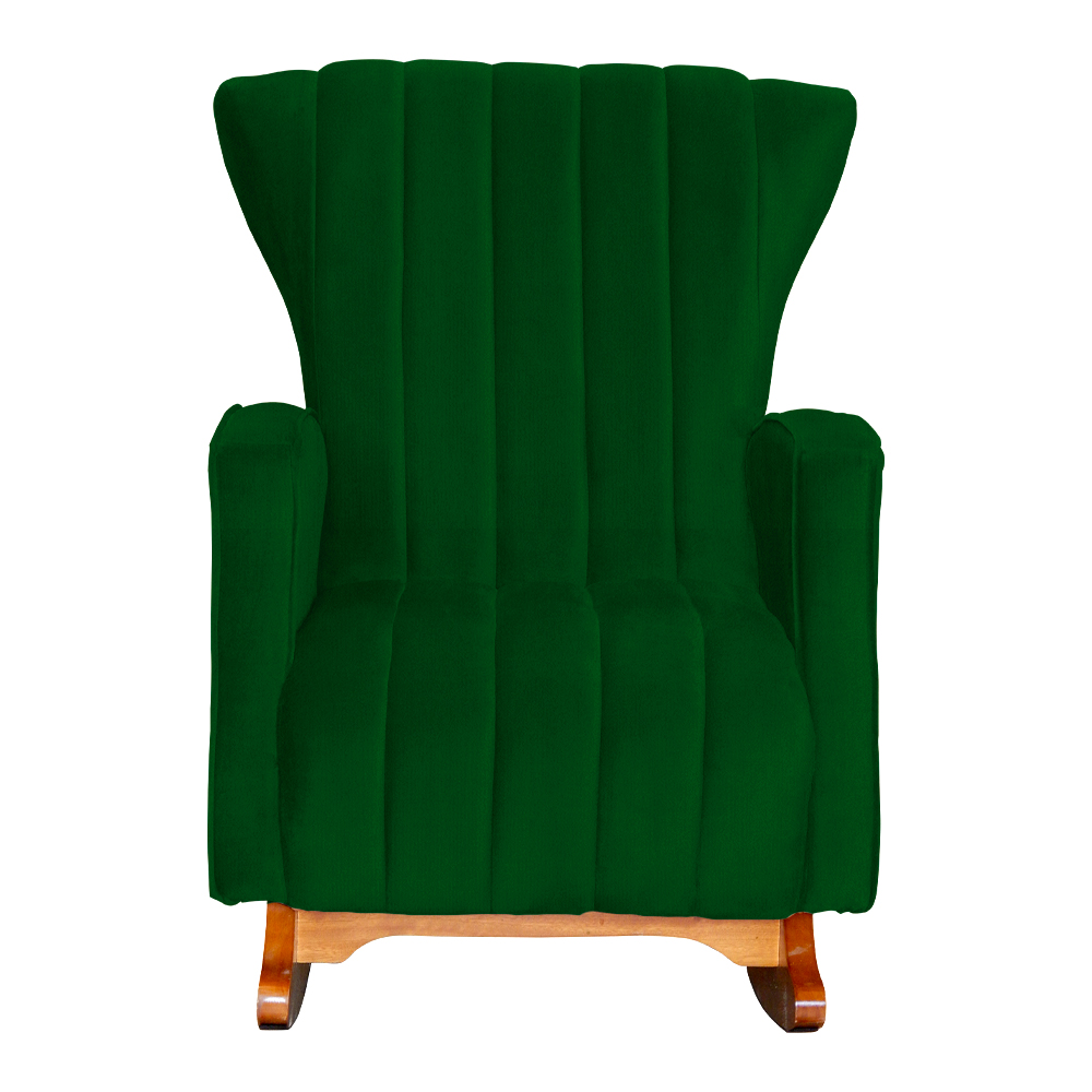 Poltrona Decorativa Melinda Pés Balanço Suede Verde