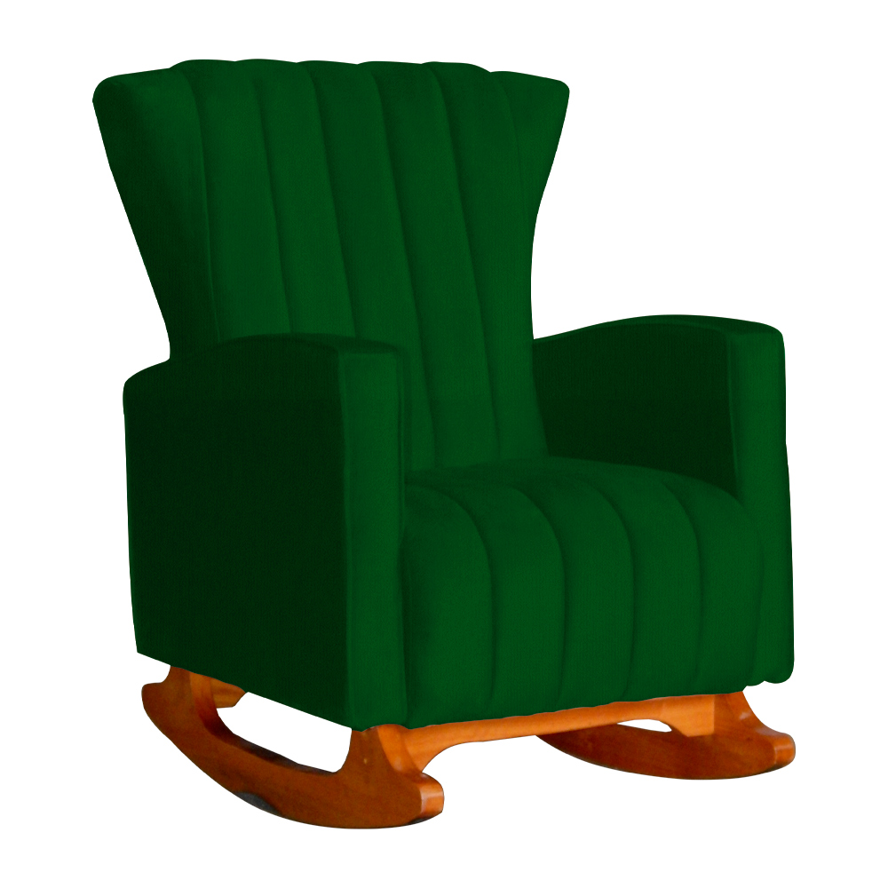 Poltrona Decorativa Melinda Pés Balanço Suede Verde