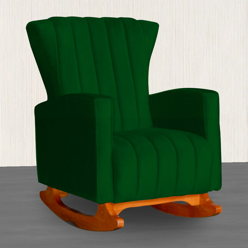 Poltrona Decorativa Melinda Pés Balanço Suede Verde