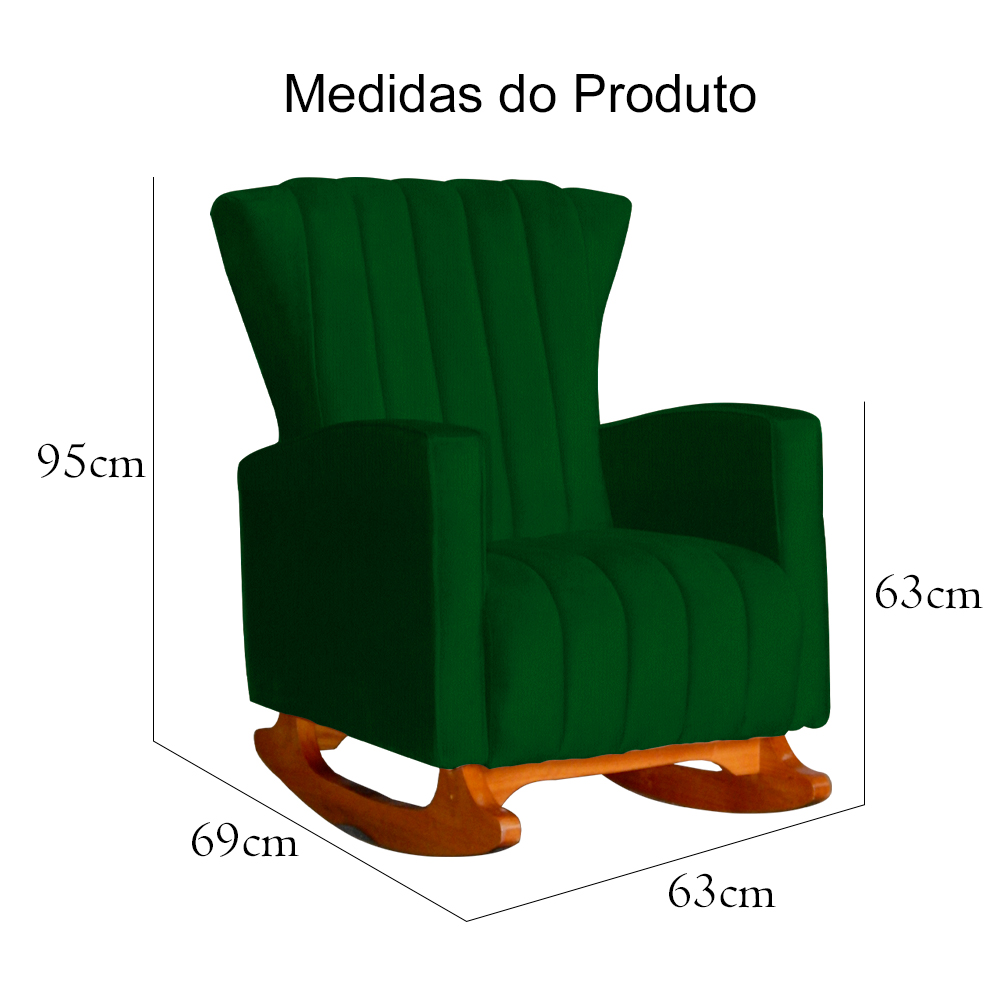 Poltrona Decorativa Melinda Pés Balanço Suede Verde