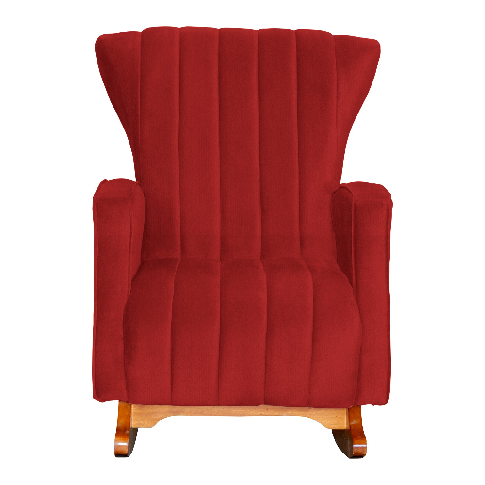 Poltrona Decorativa Melinda Pés Balanço Suede Vermelho