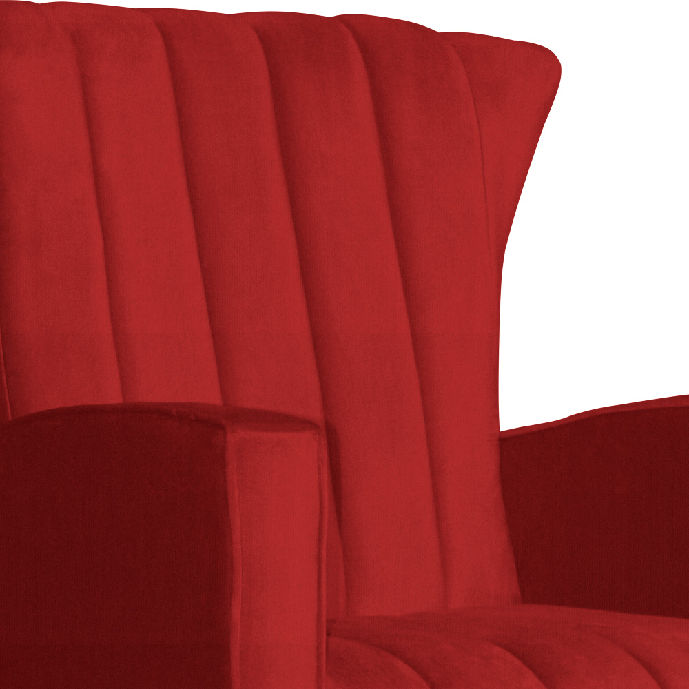 Poltrona Decorativa Melinda Pés Balanço Suede Vermelho