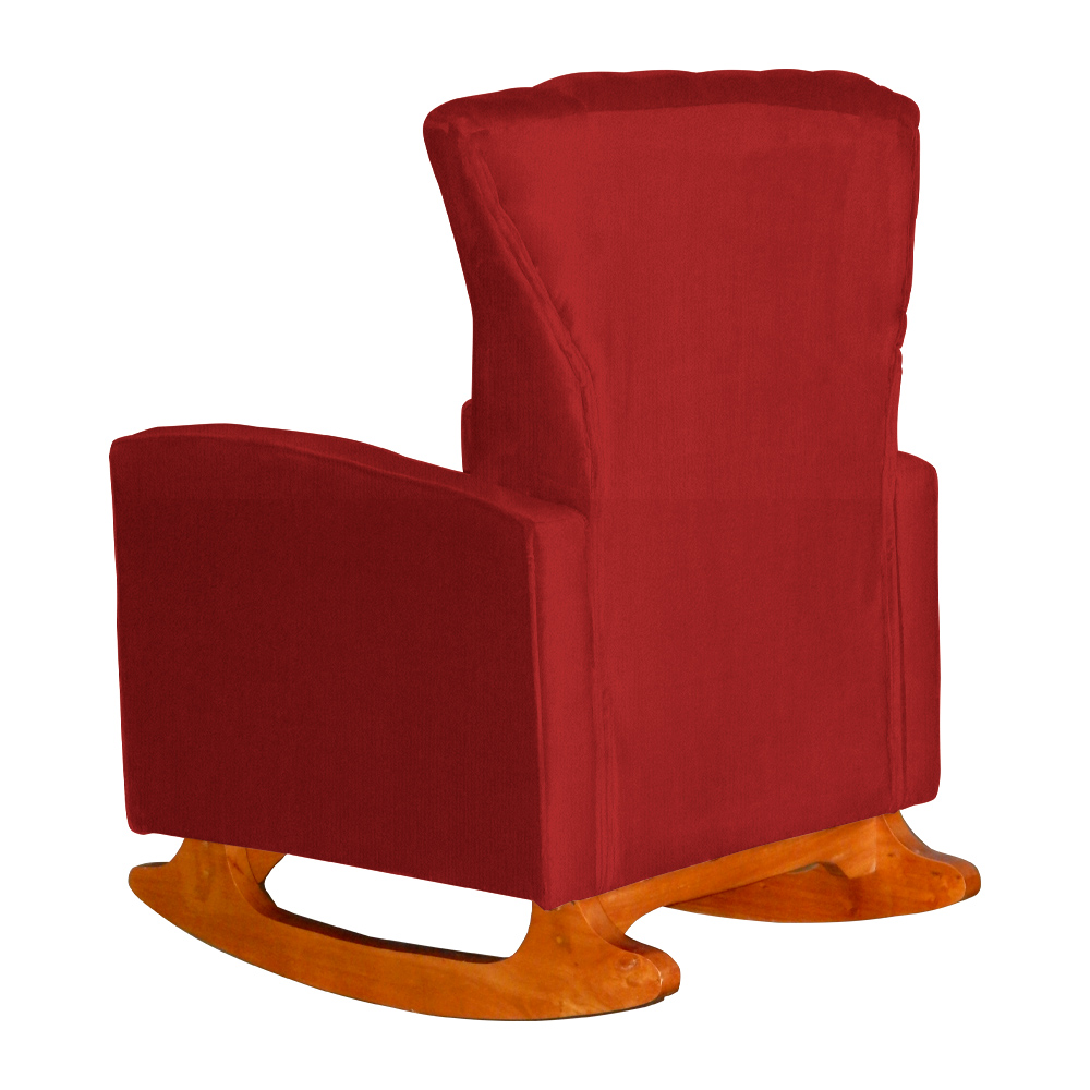 Poltrona Decorativa Melinda Pés Balanço Suede Vermelho