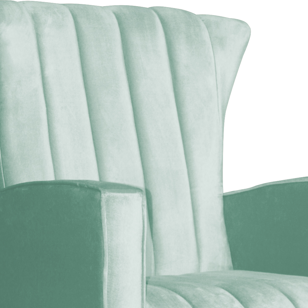 Poltrona Decorativa Melinda Pés Balanço Veludo Acqua
