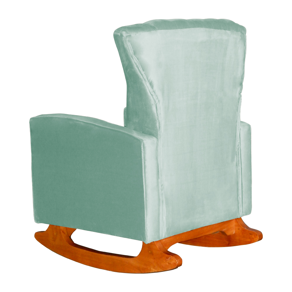 Poltrona Decorativa Melinda Pés Balanço Veludo Acqua