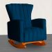 Poltrona Decorativa Melinda Pés Balanço Veludo Azul Marinho