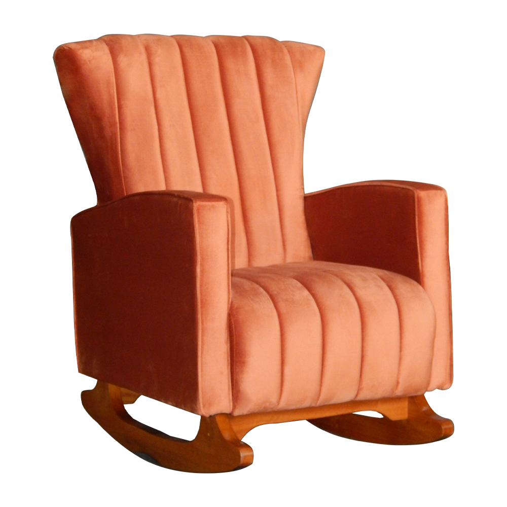 Poltrona Decorativa Melinda Pés Balanço Veludo Laranja