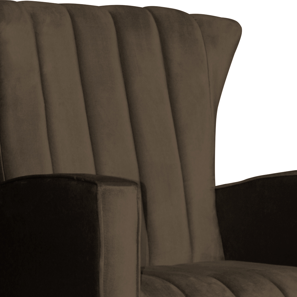 Poltrona Decorativa Melinda Pés Balanço Veludo Marrom