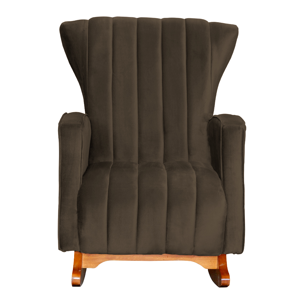 Poltrona Decorativa Melinda Pés Balanço Veludo Marrom