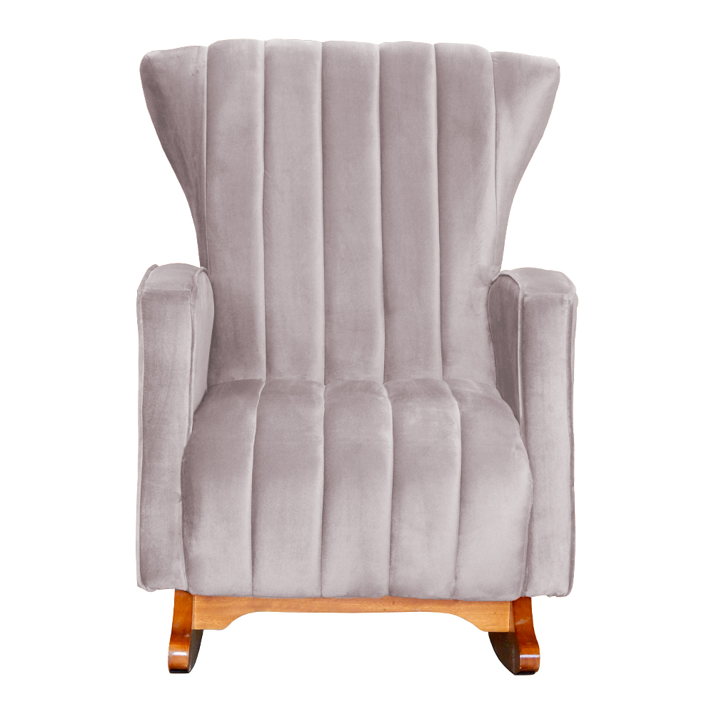 Poltrona Decorativa Melinda Pés Balanço Veludo Rosa
