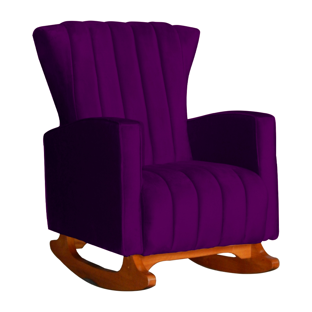 Poltrona Decorativa Melinda Pés Balanço Veludo Roxo