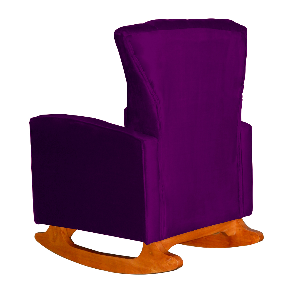 Poltrona Decorativa Melinda Pés Balanço Veludo Roxo