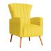 Poltrona Decorativa Melinda Pés Palito Suede Amarelo