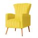 Poltrona Decorativa Melinda Pés Palito Suede Amarelo