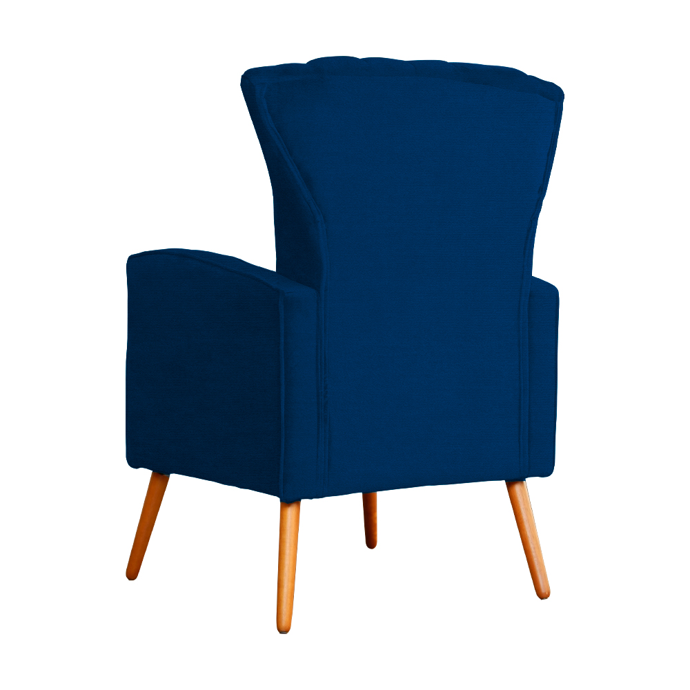Poltrona Decorativa Melinda Pés Palito Suede Azul Marinho