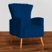 Poltrona Decorativa Melinda Pés Palito Suede Azul Marinho