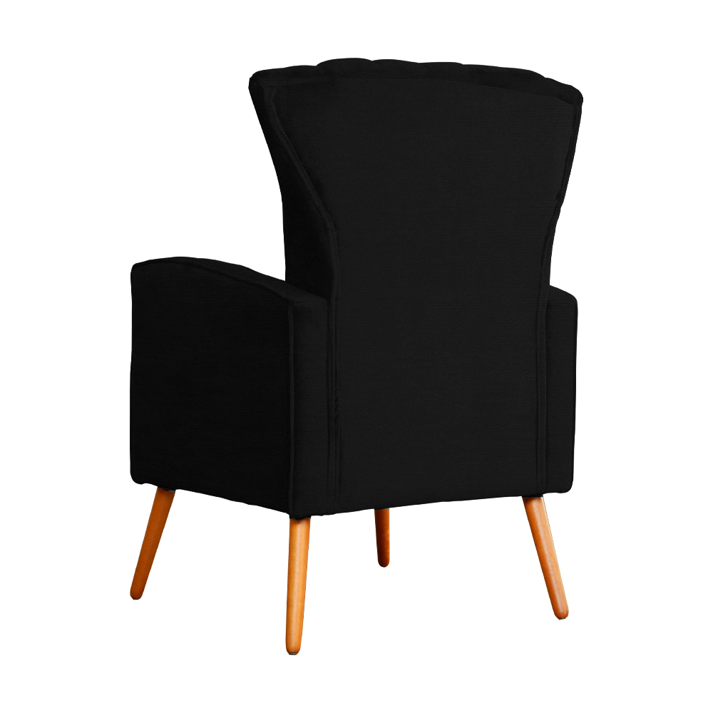 Poltrona Decorativa Melinda Pés Palito Suede Preto