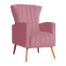 Poltrona Decorativa Melinda Pés Palito Suede Rosa