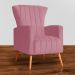 Poltrona Decorativa Melinda Pés Palito Suede Rosa