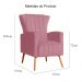 Poltrona Decorativa Melinda Pés Palito Suede Rosa