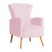 Poltrona Decorativa Melinda Pés Palito Suede Rosa