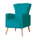Poltrona Decorativa Melinda Pés Palito Suede Turquesa
