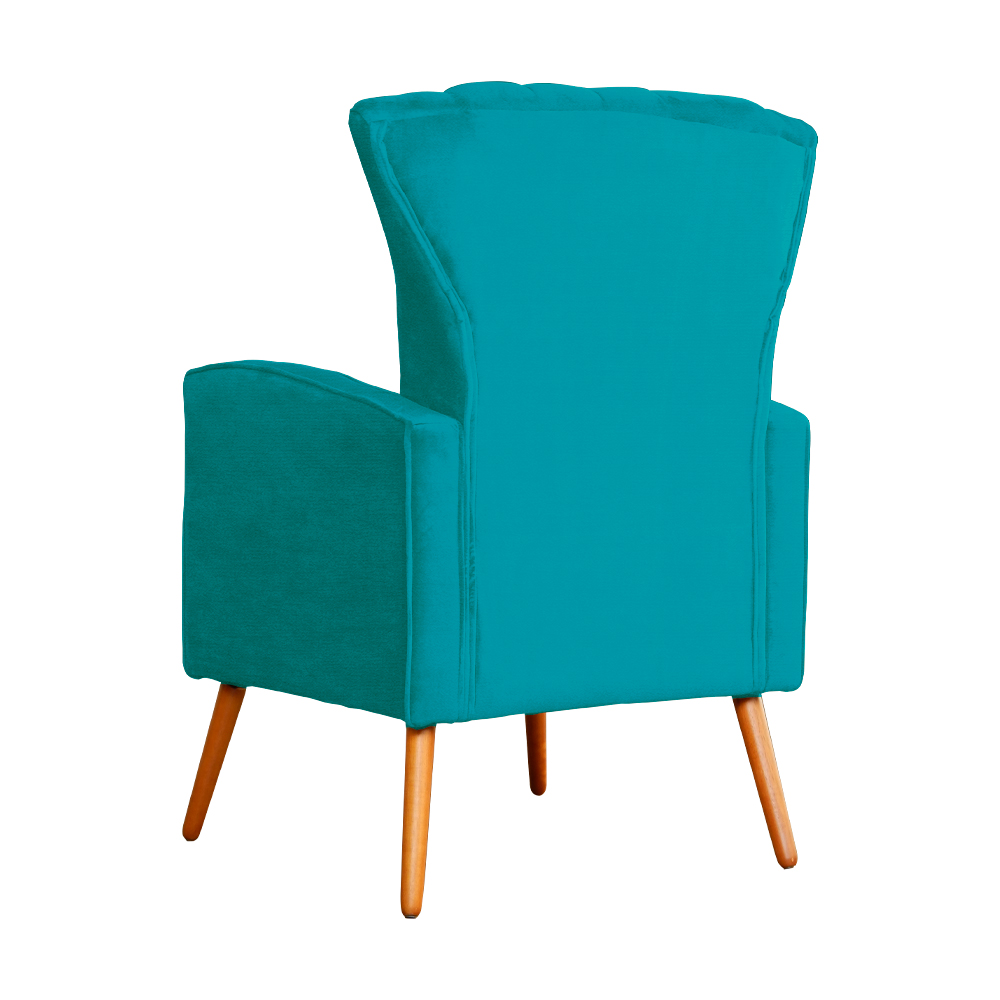 Poltrona Decorativa Melinda Pés Palito Suede Turquesa