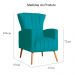 Poltrona Decorativa Melinda Pés Palito Suede Turquesa