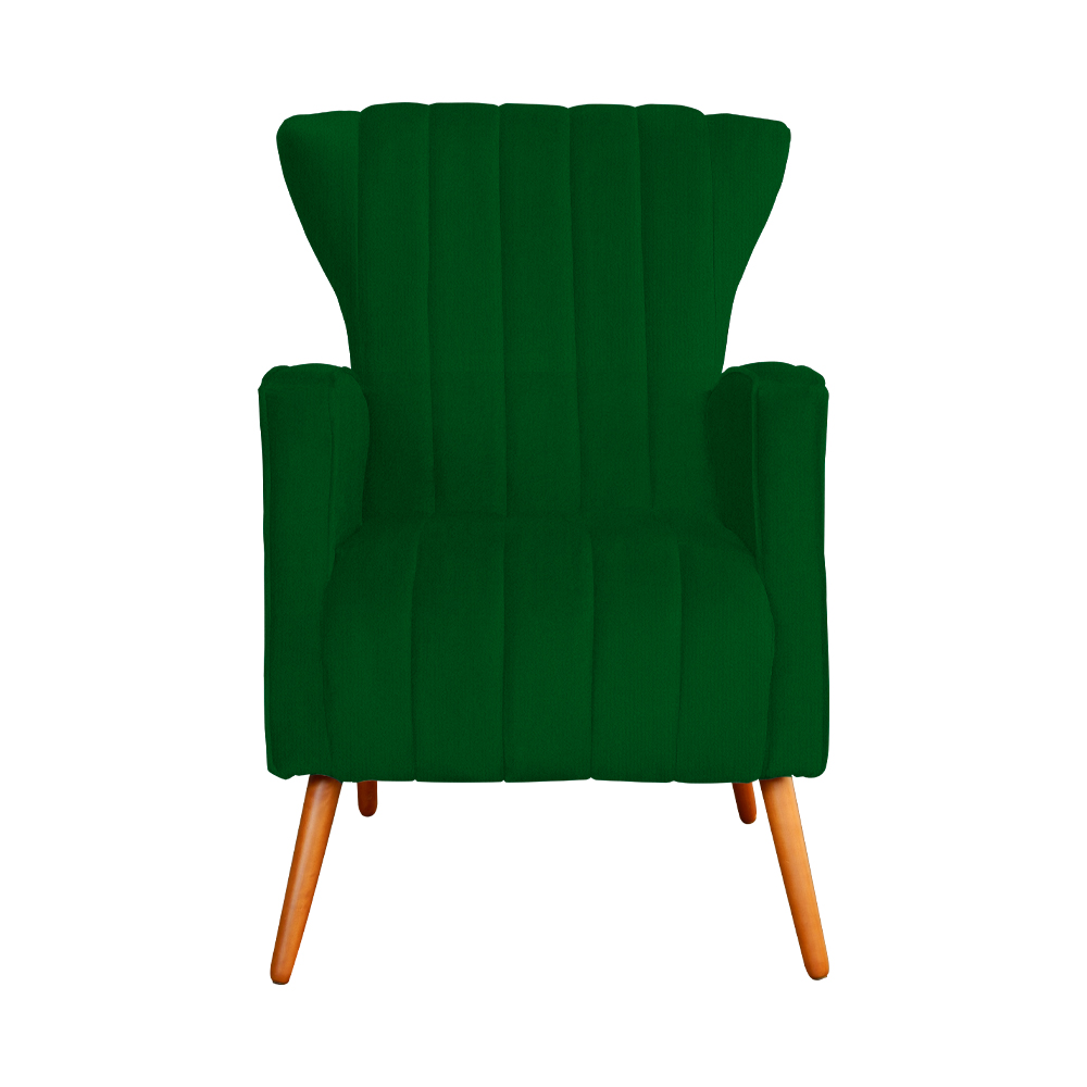 Poltrona Decorativa Melinda Pés Palito Suede Verde