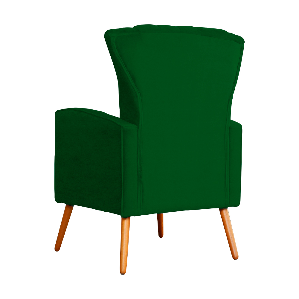 Poltrona Decorativa Melinda Pés Palito Suede Verde
