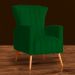 Poltrona Decorativa Melinda Pés Palito Suede Verde